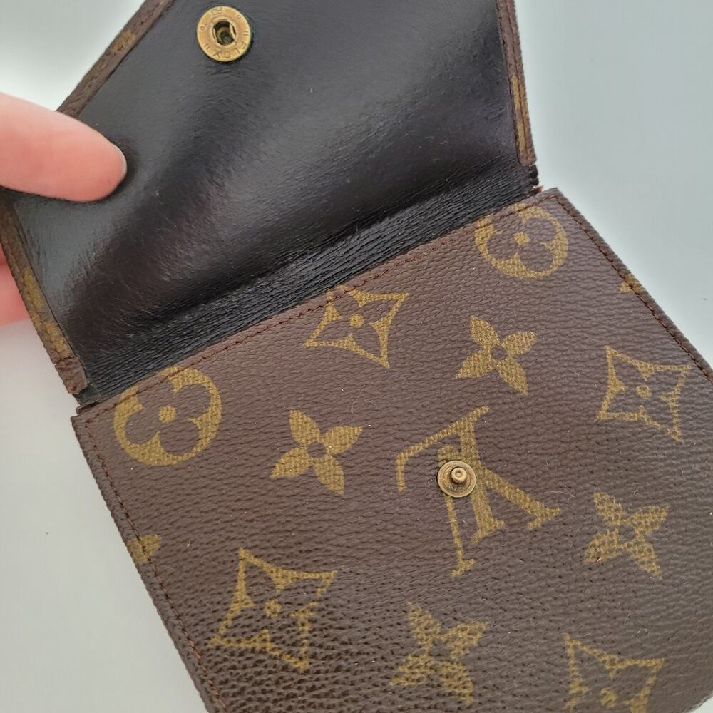 LOUIS VUITTON Vintage 70- 80s Monogram Leather Wallet Brown Medium Trifold Elise - Picture 7 of 13